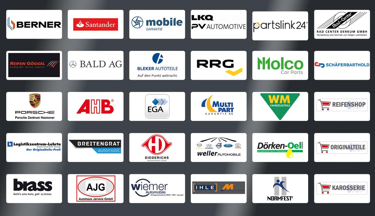 Übersicht mit Lieferanten-Logos