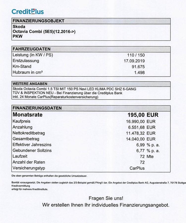 Skoda Octavia Combi 1.5 TSI ACT Style Navi Einparkhilfe LED Klima 