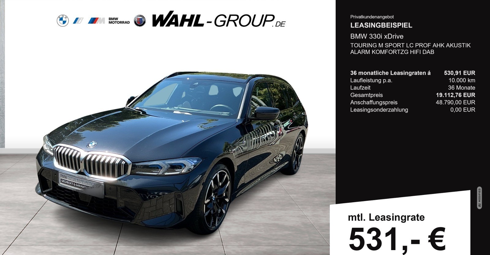 BMW 330 TOURING M SPORT LC PROF AHK AKUSTIK ALARM KOMFORTZG HIFI DAB