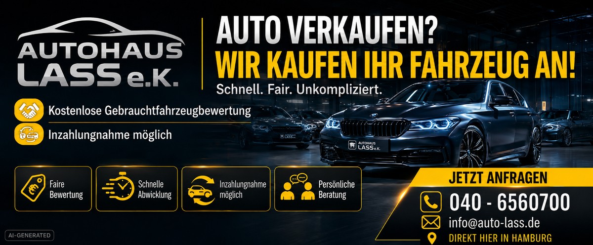 Hier steht ein BMW Fahrzeug vor anderen Fahrzeugen. Werbetext für den möglichen Ankauf Ihres Fahrzeugs. 